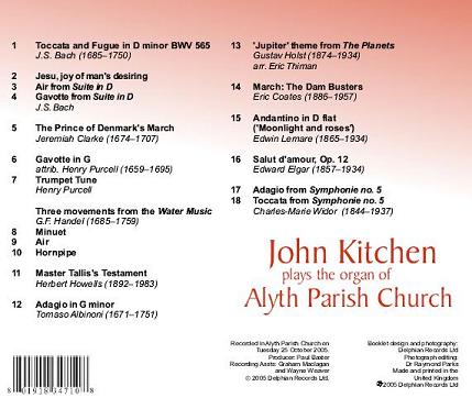 Playlist of 'John Kitchen plays the organ of Alyth Parish Church' CD - click on this image to listen to a sample of Track 1.