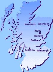 Scotland map showing Alyth's location